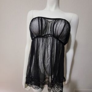 Strapless Black Lace Babydoll